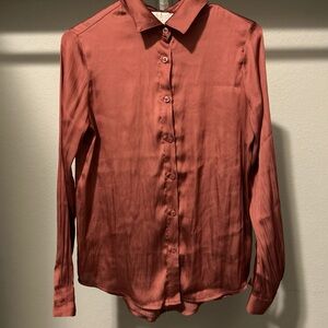 Rose/Burgundy sheer button up